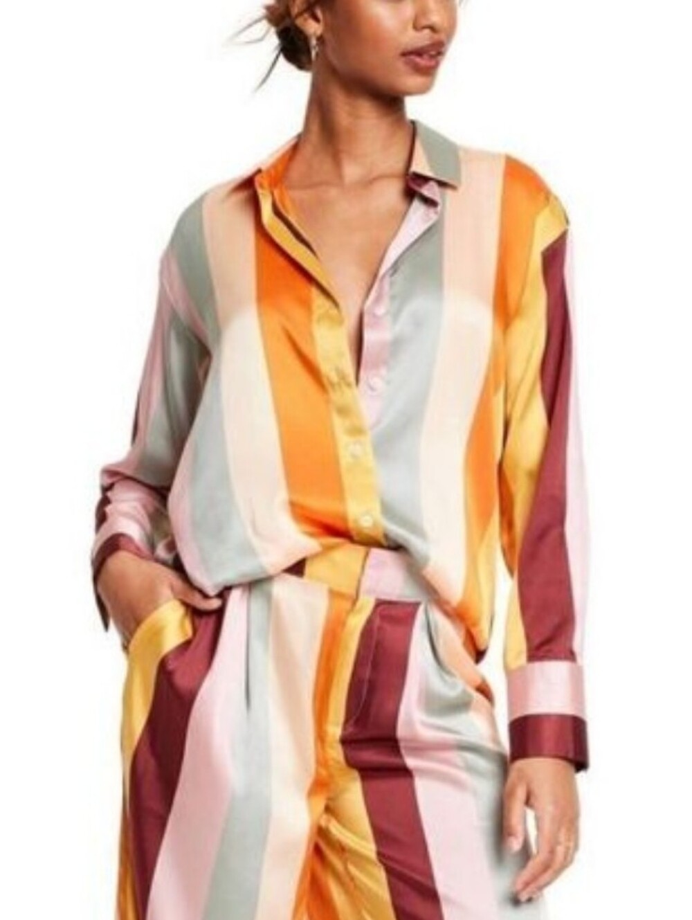 Fe Noel X Target Striped Button Down Blouse Size XL
